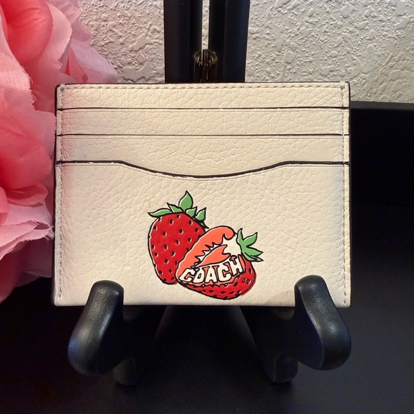Coach Handbags - Coach Pebbled Leather Slim ID Card Case with Strawberry Graphic CAR33
